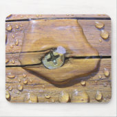 Wasserperlen auf festem Holzfoto Mousepad (Vorne)