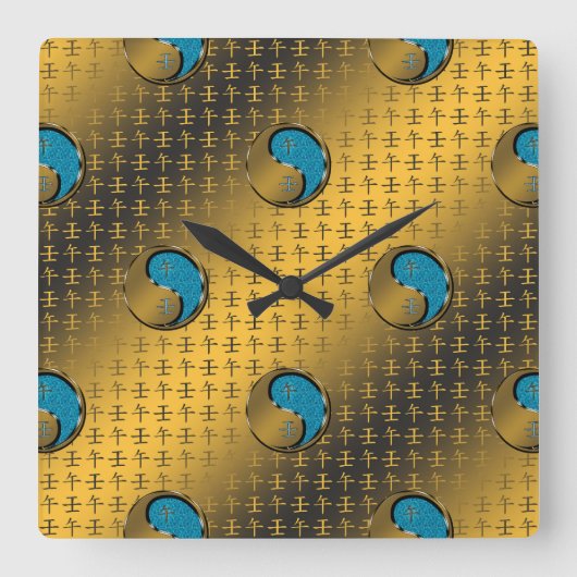 Wasserpferd Quadratische Wanduhr (Vorderseite)