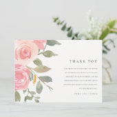 WASSERPINK BLUSH ROSE WATERCOLOR FLUSSBREITE DANKESKARTE (Stehend Vorderseite)