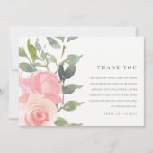 WASSERPINK BLUSH ROSE WATERCOLOR FLUSSBREITE DANKESKARTE (Vorderseite)