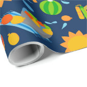 Wasserpistolen Wasserballons Sommerkinder Muster Geschenkpapier (Rolleneckpunkt)