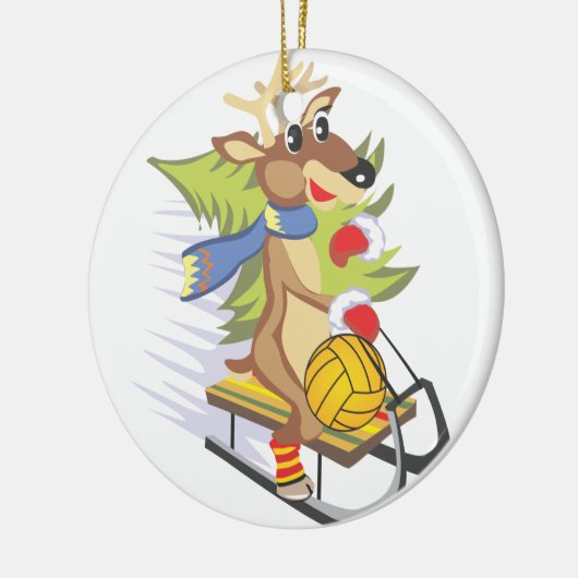 Wasserpolo-Rentier mit Kugelschmuck Keramikornament (Links)