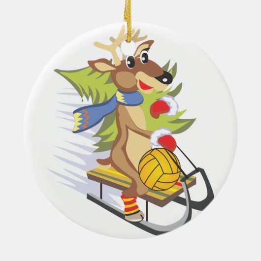 Wasserpolo-Rentier mit Kugelschmuck Keramikornament (Hinten)