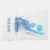 Wasserpolo Vintager Sportler mit Ball Geschirrtuch (Horizontal)