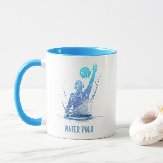 Wasserpolo Vintager Sportler mit Ball Tasse (Mit Donut)