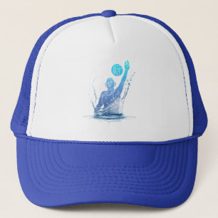Wasserpolo Vintager Sportler mit Ball Truckerkappe