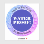 Wasserproben, weißer Text, Name, tiefblaues Foto Aufkleber (Blatt)