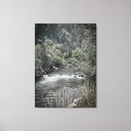 Wasserrad am Fluss Leinwanddruck (Vorderseite)