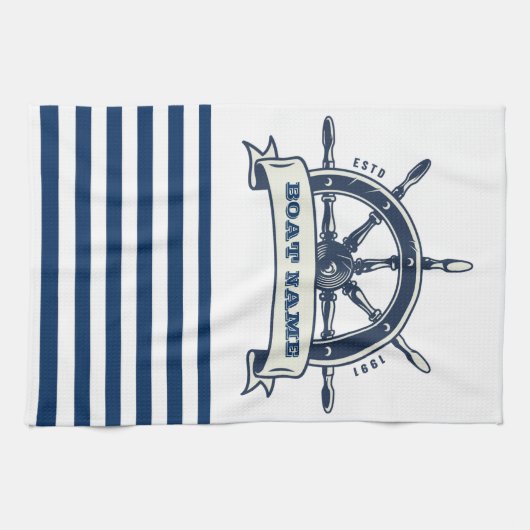 Wasserrad, blaue Streifen Geschirrtuch (Horizontal)