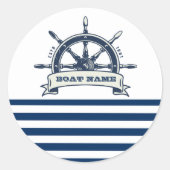 Wasserrad, blaue Streifen Runder Aufkleber (Vorderseite)