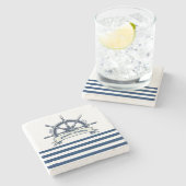 Wasserrad, blaue Streifen Steinuntersetzer (Seitenansicht)