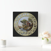 Wasserrad-Hütte im Wasser Quadratische Wanduhr (Zuhause)