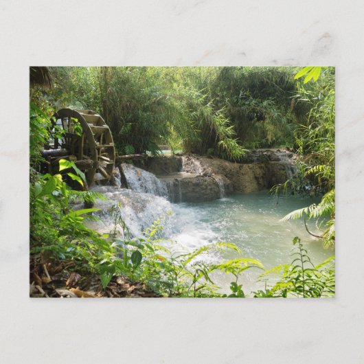 Wasserrad in Forest River, Khoung Si Falls, Laos Postkarte (Vorderseite)
