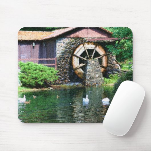 Wasserrad-Teich Seurat Malerei Mousepad (Mit Mouse)
