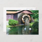 Wasserrad-Teich Seurat Malerei Postkarte (Vorne/Hinten)