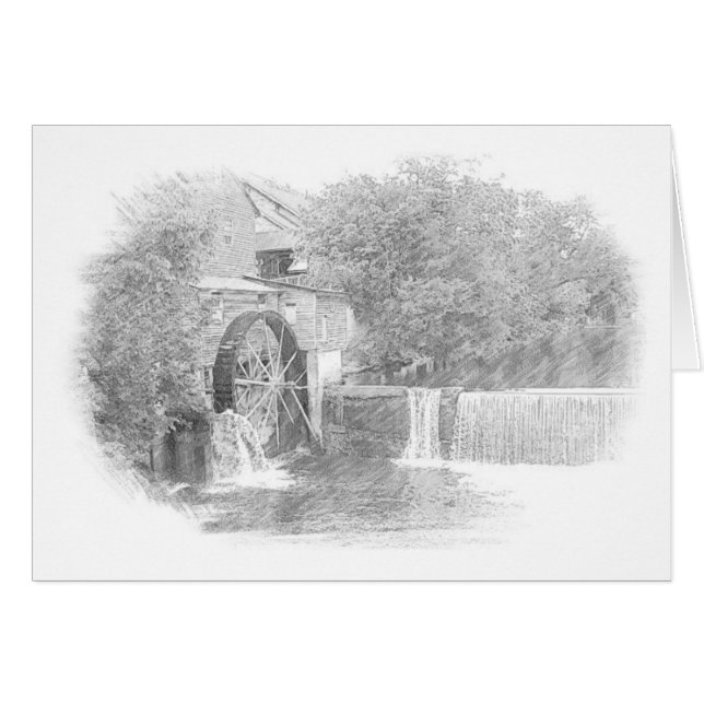 Wasserrad und Wasserfall auf See (Vorderseite (Horizontal))