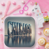 Wasserreflektion in Chicago City Pappteller (Party)