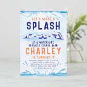 Wasserrutschbahn zum Geburtstag Einladung (Stehend Vorderseite)