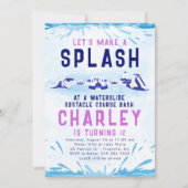 Wasserrutschbahn zum Geburtstag Einladung (Vorderseite)
