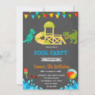 Wasserrutschdinosaurier-Party Einladung