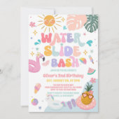 Wasserrutsche Bash Tropischer Sommer Geburtstag  Einladung (Vorderseite)