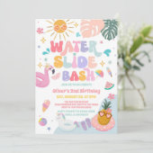 Wasserrutsche Bash Tropischer Sommer Geburtstag  Einladung (Stehend Vorderseite)