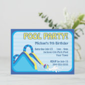 Wasserrutsche-Geburtstag Einladung (Stehend Vorderseite)