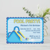 Wasserrutsche Geburtstag Einladung (Stehend Vorderseite)