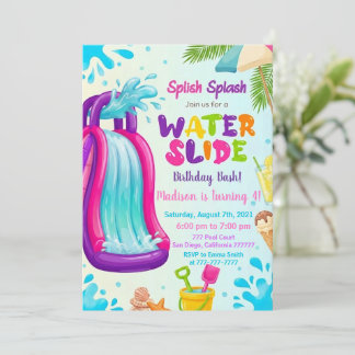 Wasserrutsche Geburtstag, Lass uns einen Spritzer Einladung