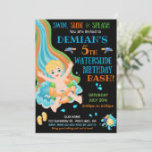 Wasserrutsche Geburtstagseinladung Kinderbecken Pa Einladung (Stehend Vorderseite)