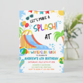 Wasserrutsche Geburtstagseinladung, Poolparty Einladung (Stehend Vorderseite)