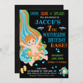 Wasserrutsche Geburtstagseinladung Splish splash P Einladung (Vorne/Hinten)