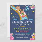 Wasserrutsche Geburtstagsjunge oder Mädchen Splash Einladung (Vorderseite)