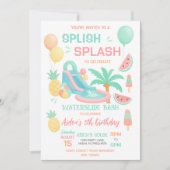 Wasserrutsche Geburtstagsparty Einladung (Vorderseite)