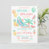 Wasserrutsche Geburtstagsparty Einladung (Stehend Vorderseite)