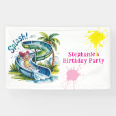 Wasserrutsche Girl Birthday Party Banner (Horizontal)