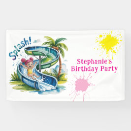 Wasserrutsche Girl Birthday Party Banner