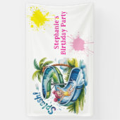 Wasserrutsche Girl Birthday Party Banner (Vertikal)