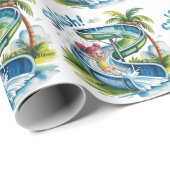 Wasserrutsche Girl Birthday Party Geschenkpapier (Rolleneckpunkt)