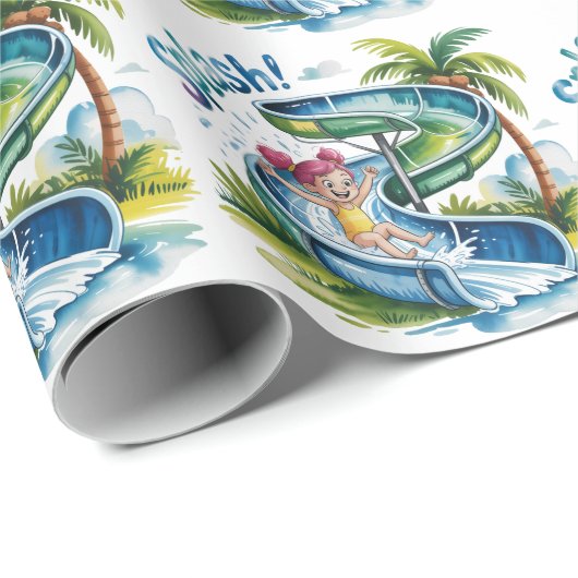 Wasserrutsche Girl Birthday Party Geschenkpapier (Rolleneckpunkt)