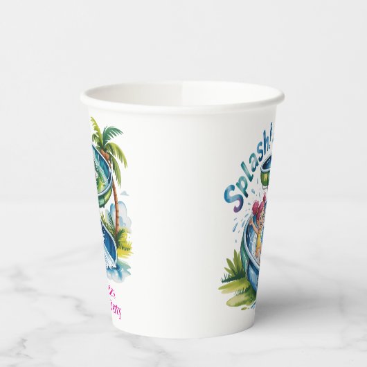 Wasserrutsche Girl Birthday Party Pappbecher (Links)