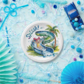 Wasserrutsche Girl Birthday Party Pappteller (Party)