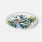 Wasserrutsche Girl Birthday Party Pappteller (Schrägansicht)