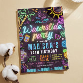 Wasserrutsche glänzendes Party bearbeitbare Einlad Einladung