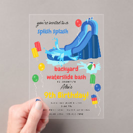 Wasserrutsche Kinder Sommer Splish Splash Geburtst Acryleinladungen