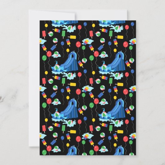 Wasserrutsche Kinder Sommer Splish Splash Geburtst Einladung (Rückseite)