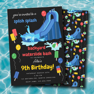 Wasserrutsche Kinder Sommer Splish Splash Geburtst Einladung