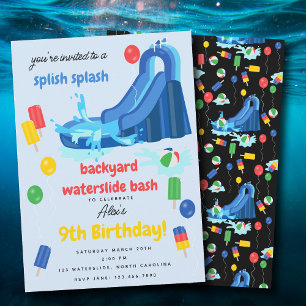 Wasserrutsche Kinder Sommer Splish Splash Geburtst Einladung