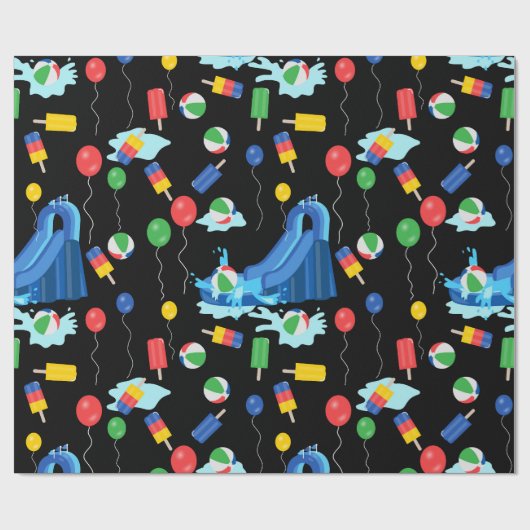 Wasserrutsche Kinder Sommerjunge Mädchen Spaß Geschenkpapier (Flach)