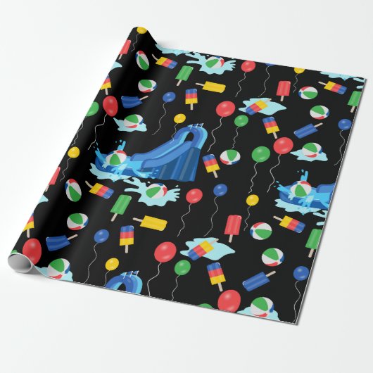 Wasserrutsche Kinder Sommerjunge Mädchen Spaß Geschenkpapier (Ungerollt)